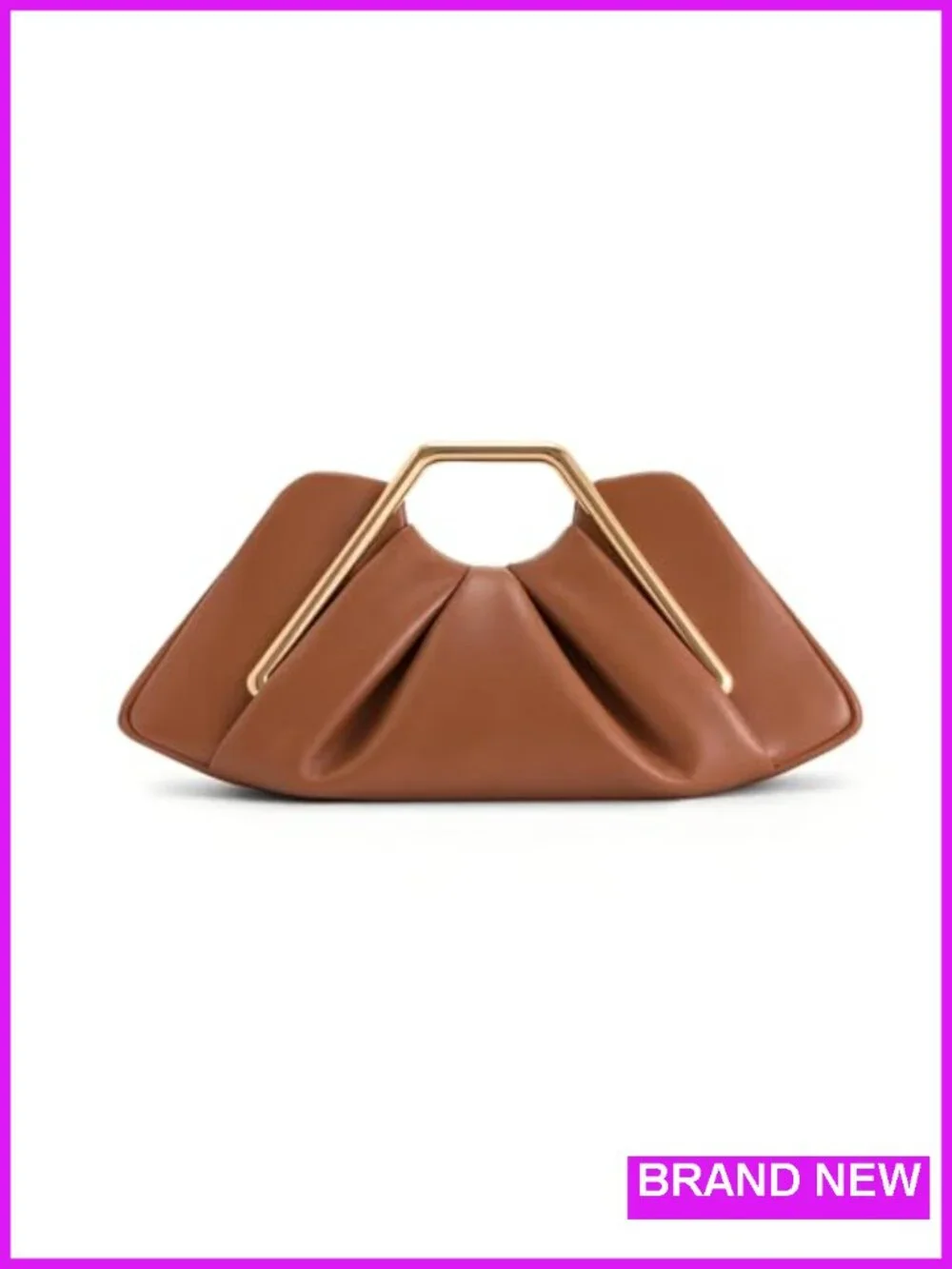 Ruched Cloud Clutch Purse with Geometric Metal Handle Women's Evening Bag PU